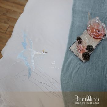 Bộ chăn ga gối thêu cao cấp Tencel lụa