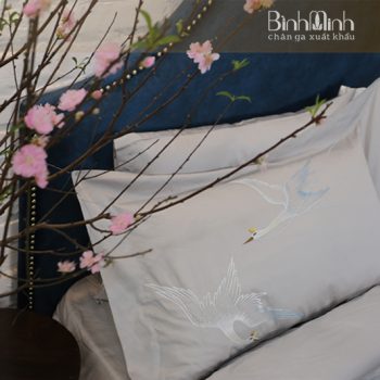 Bộ chăn ga gối thêu cao cấp Tencel lụa