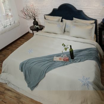 Bộ chăn ga gối thêu cao cấp Tencel lụa