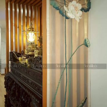 Rèm che bàn thờ thêu Sen