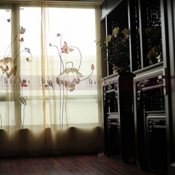 Mẫu rèm phòng thờ thêu Sen