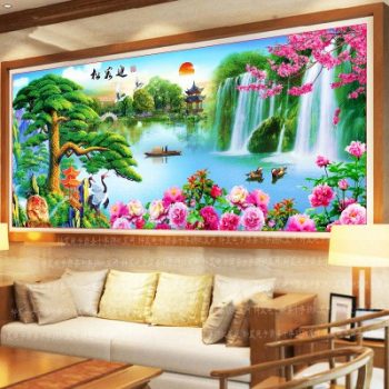 tranh thêu non nước hữu tình 2 Nét đẹp ý nghĩa tranh thêu non nước hữu tình