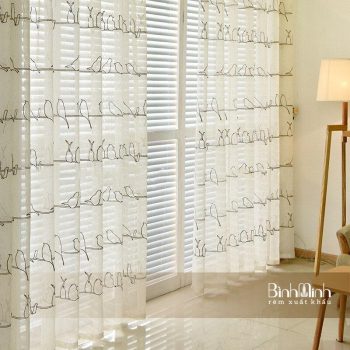 Rèm canvas Vintage vải thô kem - Vin 27