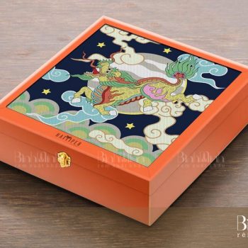 Hộp gỗ sơn mài tranh thêu Rồng – HSM08