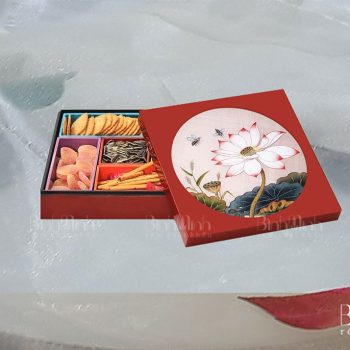 Hộp gỗ sơn mài tranh thêu Sen – HSM10