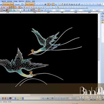 Thêu vi tính hình chim hạc