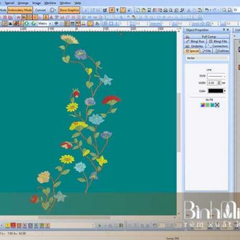 Thêu vi tính họa tiết hoa