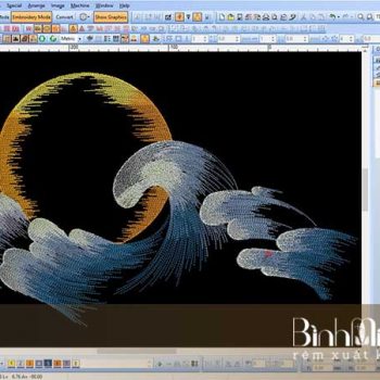Thêu vi tính họa tiết sóng biển